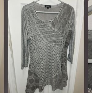 Papa Grey Lacey Tunic Top